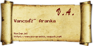 Vancsó Aranka névjegykártya