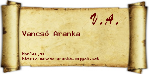 Vancsó Aranka névjegykártya
