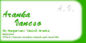 aranka vancso business card